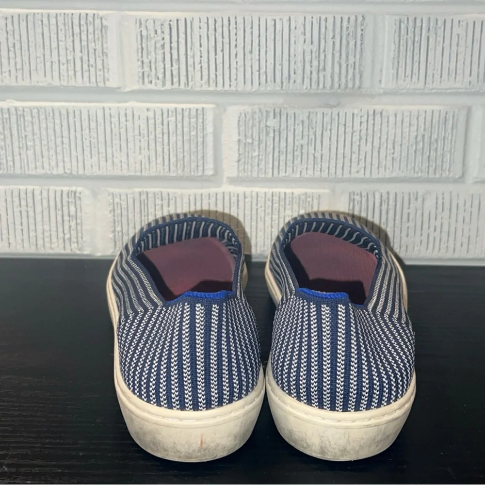 Rothy's The Original Slip On Blue and White Sneakers
